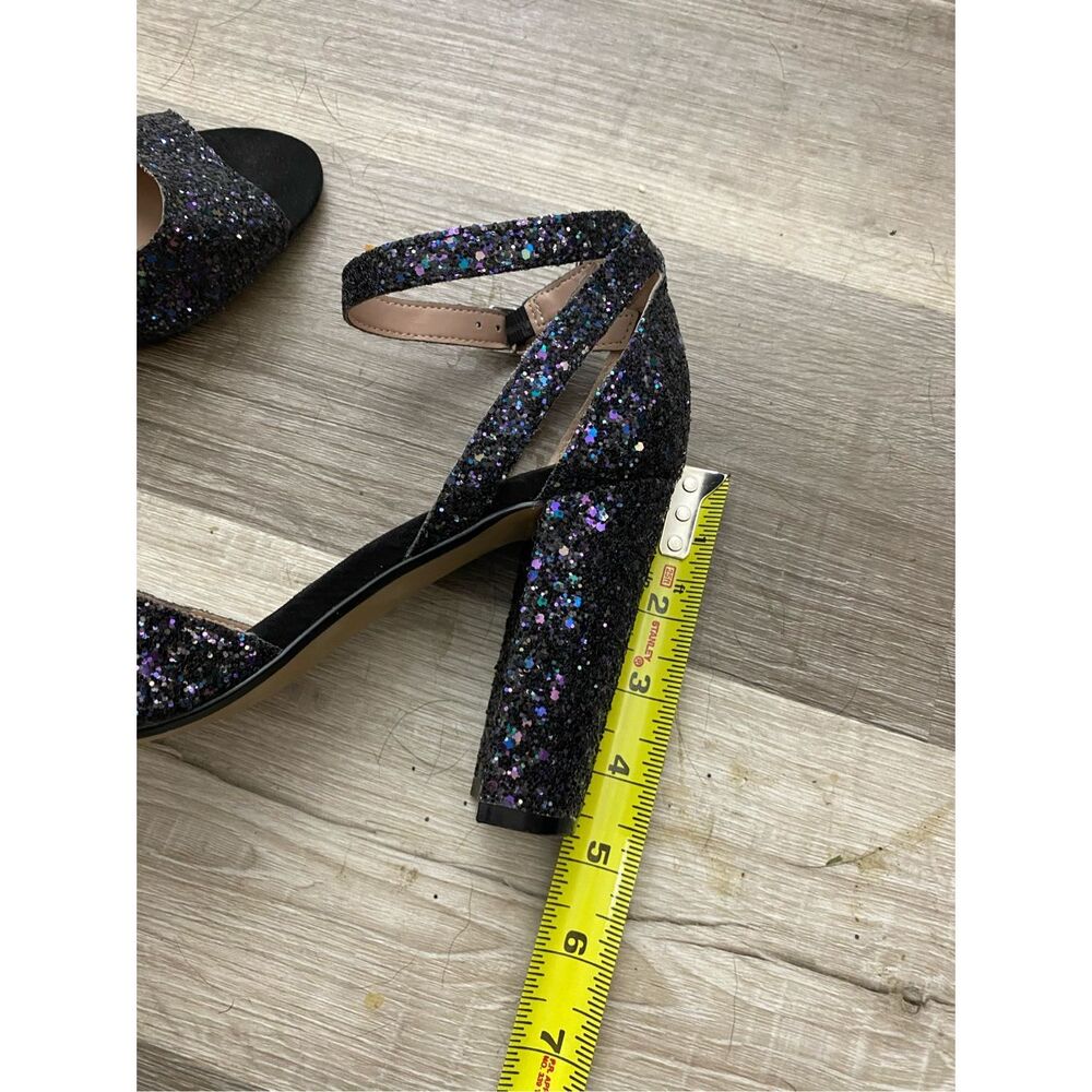 Betsey Johnson Glissten Black Blue Sparkle Peeptoe Heel Shoe, Sz 8.5, MSRP $109 - Picture 9 of 10